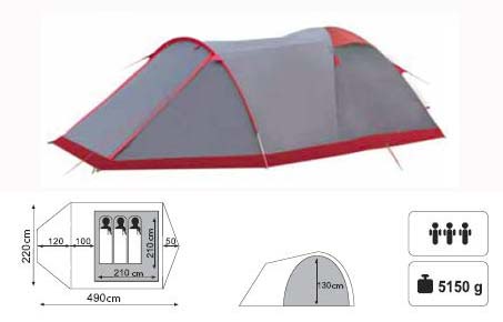 Палатка TRAMP CAVE 3 (серый)