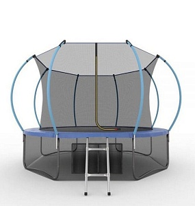 EVO JUMP Батут с внутренней сеткой и лестницей, диаметр 12ft (синий) + нижняя сеть