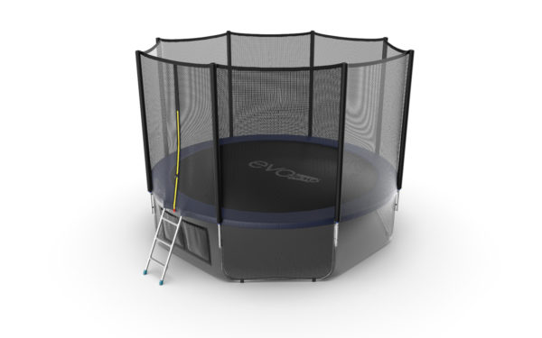 EVO JUMP External 12ft (Blue) + Lower net. Батут с внешней сеткой и лестницей, диаметр 12ft (синий) + нижняя сеть