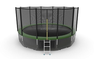 EVO JUMP External 16ft (Green) + Lower net. Батут с внешней сеткой и лестницей, диаметр 16ft (зеленый) + нижняя сеть