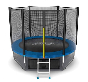 EVO JUMP External 8ft (Blue) + Lower net. Батут с внешней сеткой и лестницей, диаметр 244 см (синий) + нижняя сеть